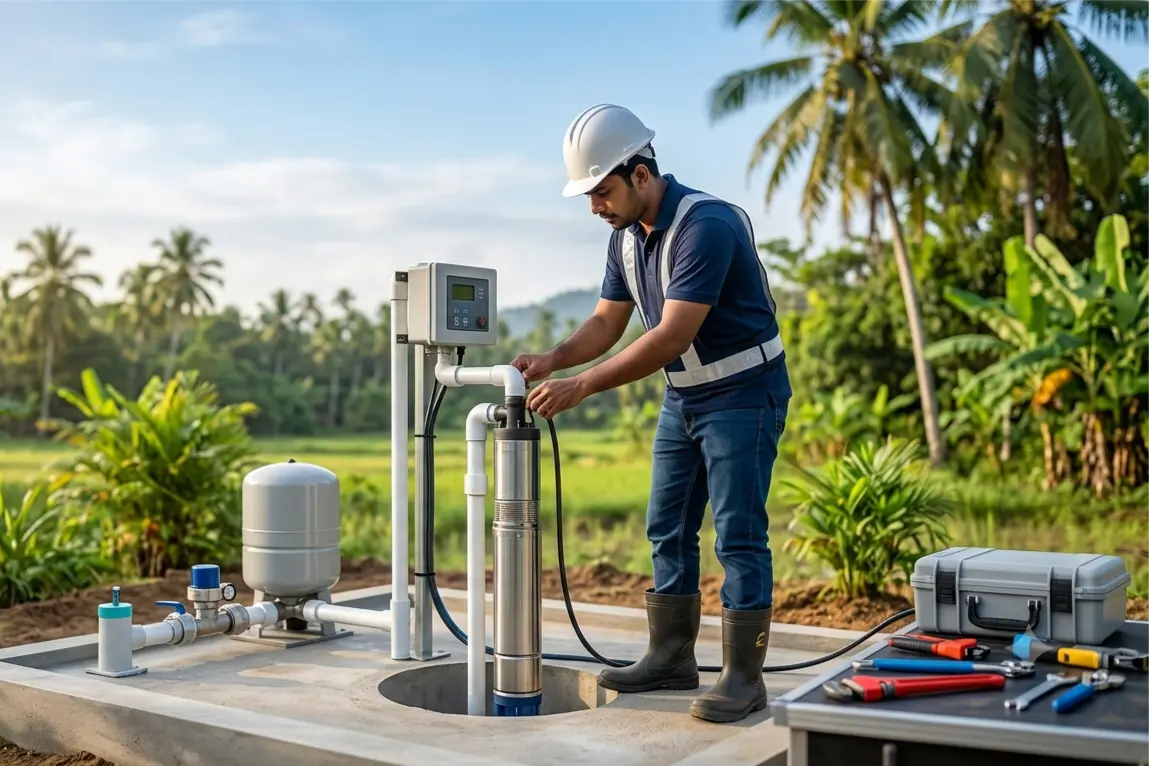 Expert installation of submersible and surface water pumps in Sri Lanka for reliable residential, commercial, agricultural, and industrial water systems.